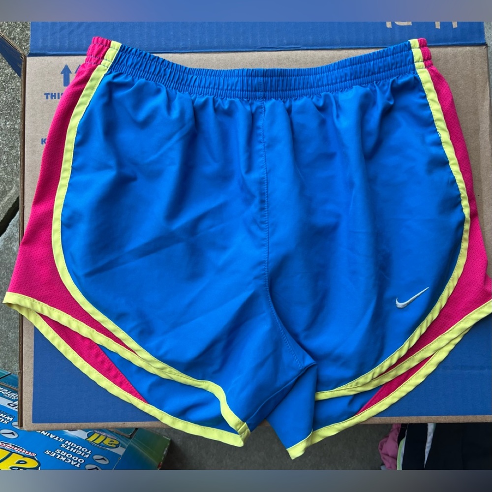 Nike Dri-Fit Blue, Pink and Green Gym Shorts
